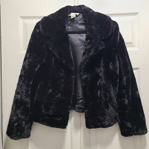 White House Black Faux‎ Fur Coat Market Plush Black Teddy Jacket M
